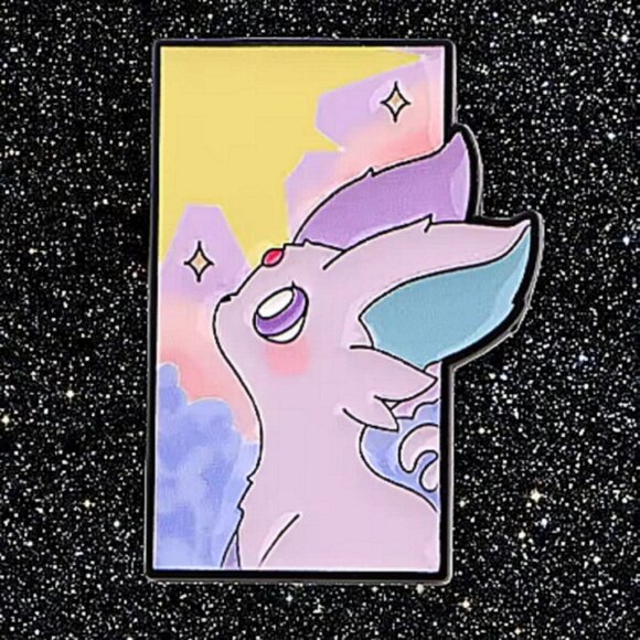 Pokemon Other - Pokemon Espeon Dreamy Portrait Enamel Pin Pastel Stars Psychic Type Design